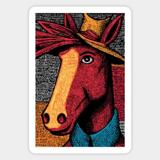 Rustic Farmer Horse Art Magnet